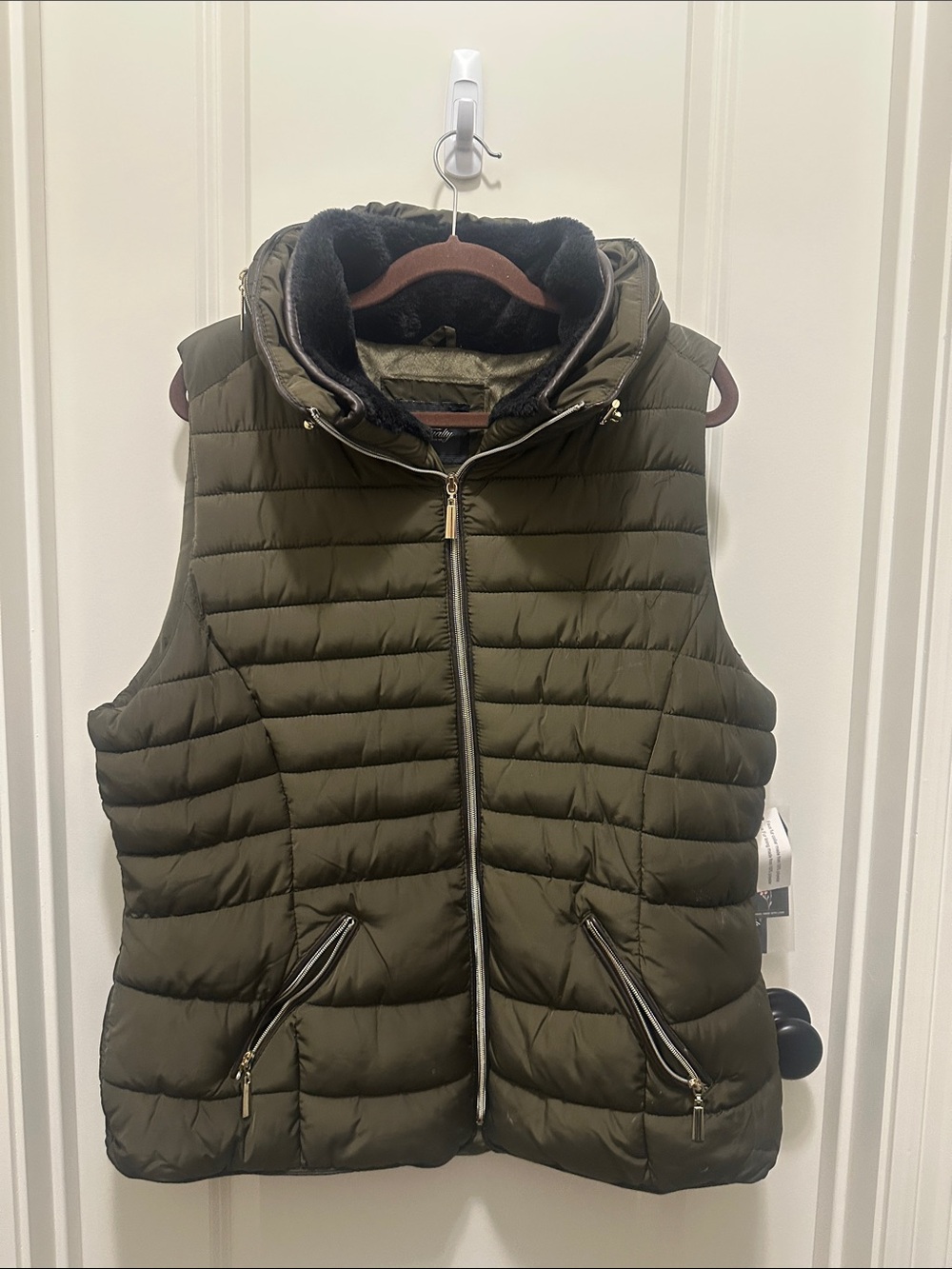 Royalty For Me Olive Quilted Hooded Puffer Vest